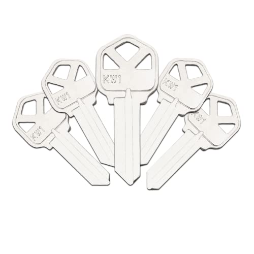 Premium Brass KW1 Key Blanks, Nickel Plated Surface, Uncut Blank Keys, Pack of 50