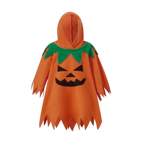 YYDSTYLE Disfraz de calabaza de Halloween para niños, lindo poncho con capucha para niños pequeños, cosplay, fiesta, vacaciones (naranja, 5-6 años)