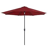 Tempera 10 ft Auto-Tilt Patio Umbrella Outdoor Patio Table Umbrella with 8 Ribs, Chili Olefin
