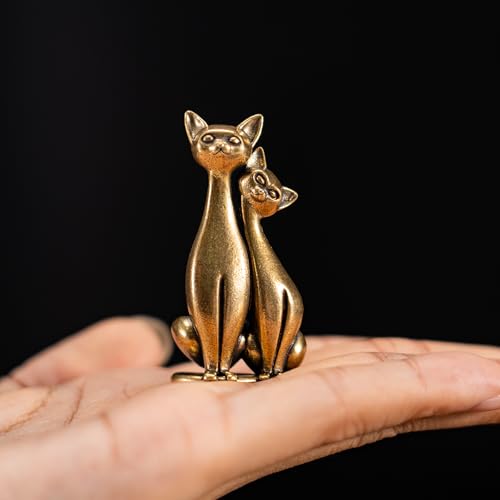 Cat Figurines Vintage Brass Intertwined Cats Decor