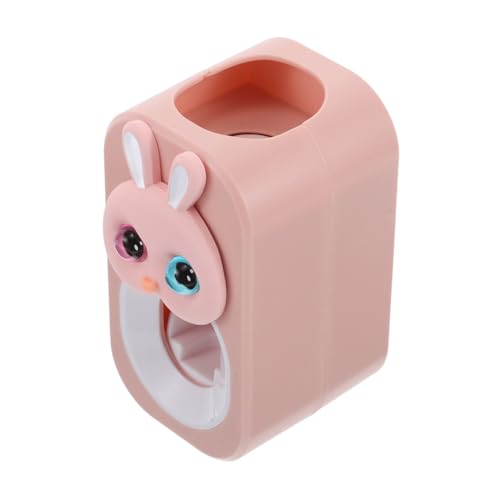 Healeved Kids Toothpaste Squeezer Wall-Mounted Pink Rabbit Toothpaste Dispenser No-Drill Cartoon Holder for Bathroom Storage