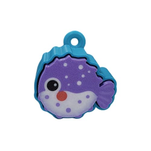 Kliko Ocean Friends Clicker Keychain Cute Sensory Fidget Toy, Purple Pufferfish