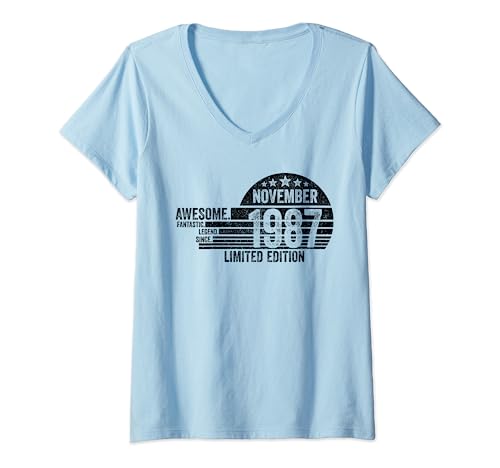 Regalo De Cumpleaños, Impresionante Desde Noviembre 1987 Camiseta Cuello V