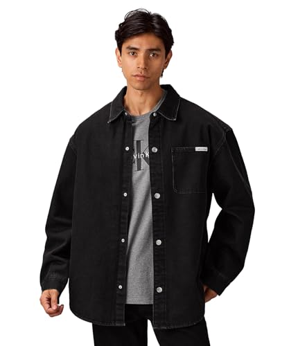 [カルバン クライン] デニムシャツ - ラックデニムキルトオーバーシャツ 4RE762G L 205BLACK57L