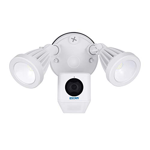 Preisvergleich Produktbild Floodlight Camera, Smart HomeKameraleuchte Außenleuchte,Sicherheitskamera mit Flutlicht, Ring Floodlight Cam 1080P HD Nachtsicht Sirene soporte de app UNJ Weiß