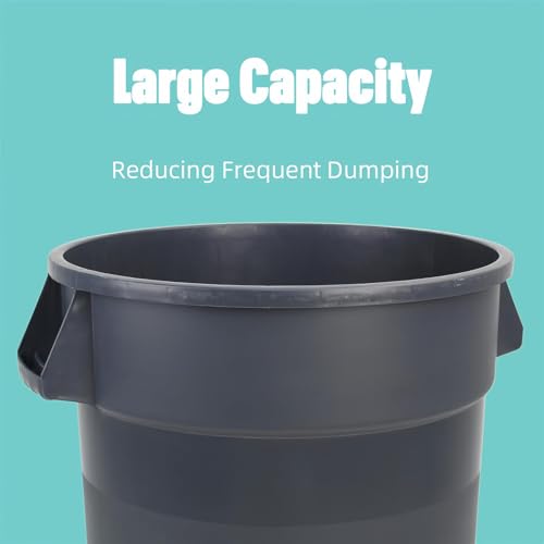 Large Capacity Outdoor Trash Can with Lid - Rolling Garbage Bin with Removable Wheels for Patio, Backyard, Garage, Restaurant, Outdoor Use, Durable, Easy Mobility