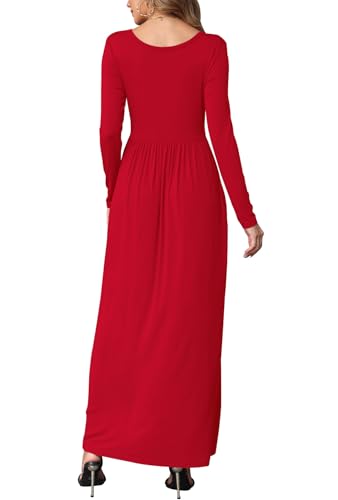 Image of EUOVMY Women's Long Sleeve Loose Maxi Dresses Casual Long Dresses with Pockets