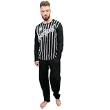 Herren-Pyjama-Set aus Baumwolle, langärmelig, 2 Stück, Nyc Schwarz Weiß, M