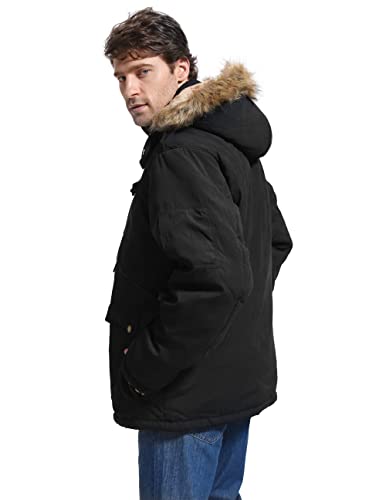 Yozai Men's Winter Coats, Warm Winter Jackets For Mens Ski Snow Jacket Snowboard Waterproof Jacket Mountain Windbreaker Detachable Hooded Parka Black X-Large #TOP7