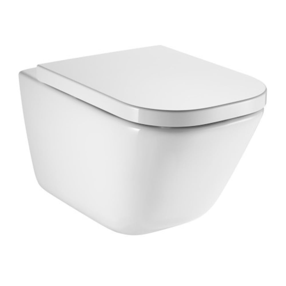 ROCA Pack Cuvette WC THE GAP suspendue sans bride - abattant frein chute - Blanc