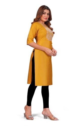 Image of Women's Chanderi Cotton Embriodired Kurtis