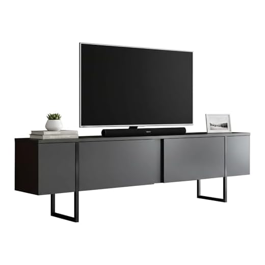 Dmora TV-Ständer Centaurus 180x30x50 cm Schwarz, 3 Fächer