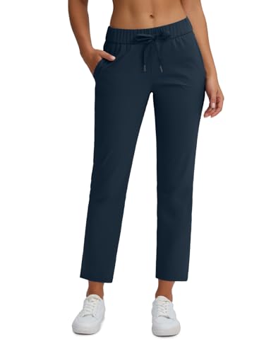 Bobobigo Women's Golf Pants with Deep Pockets Stretch 7/8 High Waisted Travel Pants Ankle Pants Casual Navy M