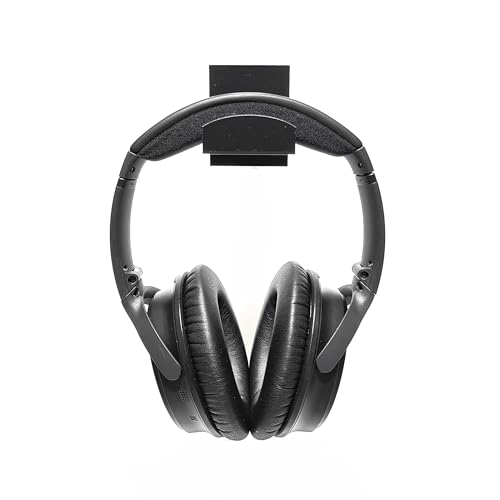 Image of Self-Adhesive Wall-Mount Headphone & Headset Stand | Sleek Black Wall Organizer for Home, Office & Gaming Setups