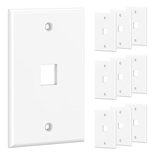 [UL Listed] Cable Matters 10-Pack Low Profile 1-Port Keystone Wall Plate