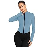 SotRong Camiseta corta de manga corta para mujer, para entrenamiento, gimnasio, para yoga, correr, X-Sky Azul, M/corto