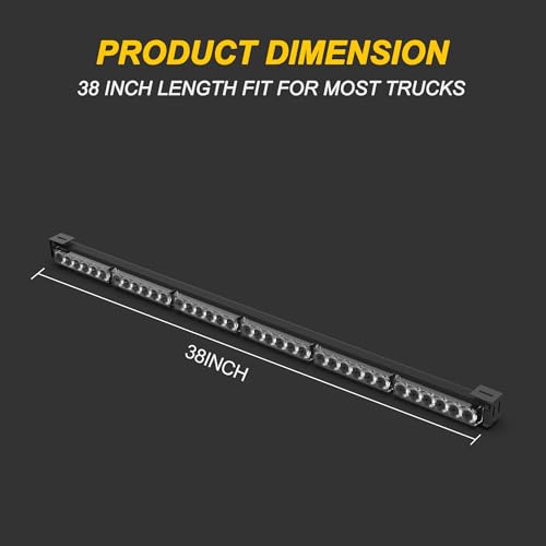 Image of 38 Inch Amber Strobe Light Bar Emergency Warning Safety Lights with Strong Magnetic Base for Trucks Construction Vehicles