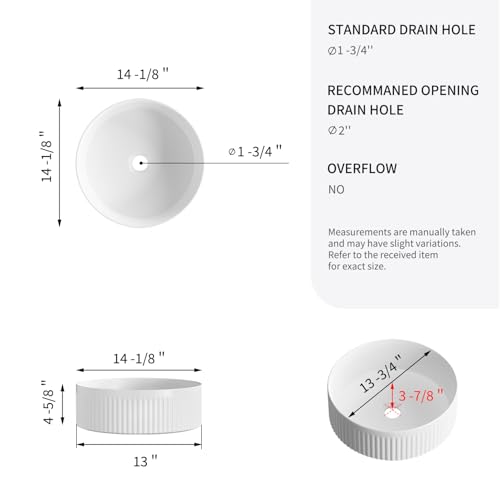 Évier de salle de bain rond en céramique blanche de 35cm pour vasque à poser - 7