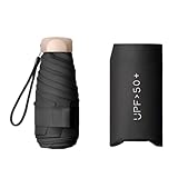 Oppingster Negro Paraguas de Viaje Portátil Compacto de Bolsillo Mini para Bolso Paraguas para Mochila Pequeña UV, Plegable, Diseño Portátil, Fácil de Llevar, Resistente al Viento