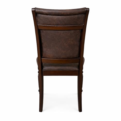 Traditional Dining Chairs, Set of 2, Expresso Finish with Dark Brown PU Leather Upholstered Seats Solid Rubberwood by Oakland Living - Used condition - Image 5