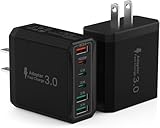 USB Ladegerät, 6-Ports Ladeadapter 33W Adapter Ladestecker mit QC 3.0 Schnellladegerät Mehrfach,...