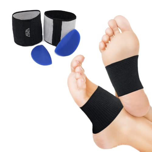 Cushioned Arch Supports-Plantar Fasciitis Braces & Detacheable Soft Gel Cushions(DIY) - Compression Sleeve Wrap to Relieve Foot Pain, Flat Feet, Heel Spurs(2 Pair Set- Medium)