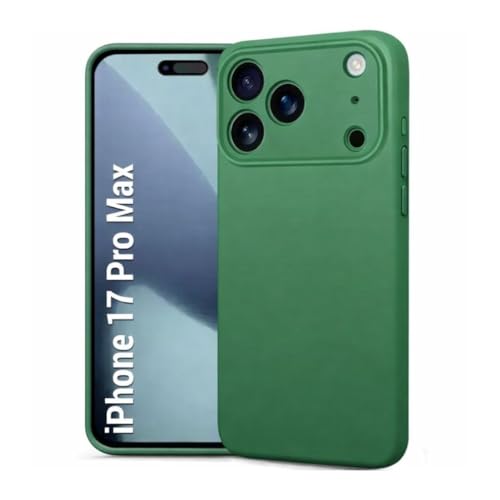 Image of Compatible for Apple iPhone 17 Pro Max Case, Anti-Skid Shock Absorbing Soft Silicone Back Cover with Camera and Screen Protection, Dustproof, Wireless Charging Compatible (Green)
