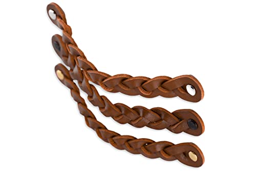 Brute Strength, Leather Handles for Furniture, Braided, Cognac, 2 pcs, 20 x 2,5 cm, Cabinet Handle - Image 2