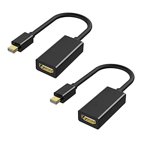 Mini DP to HDMI Cable, mini displayport to HDMI(Female) Adapter cable Compatible for MacBook Air, MacBook Pro,Microsoft Surface Pro,Mac mini Etc (2 Pack) Cover