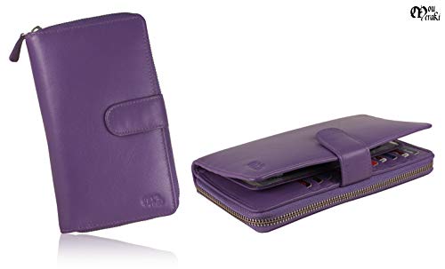 Image of Big Fat RFID Blocking Leather Organizer Checkbook Wallets For Women - Clutch