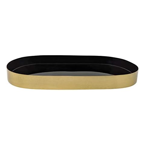 LaLe Living Decorative Tray Glam Iron in Gold/Black 30 x 15 cm Suitable as a Serving Tray or for Decorating Vases or Candles Cover