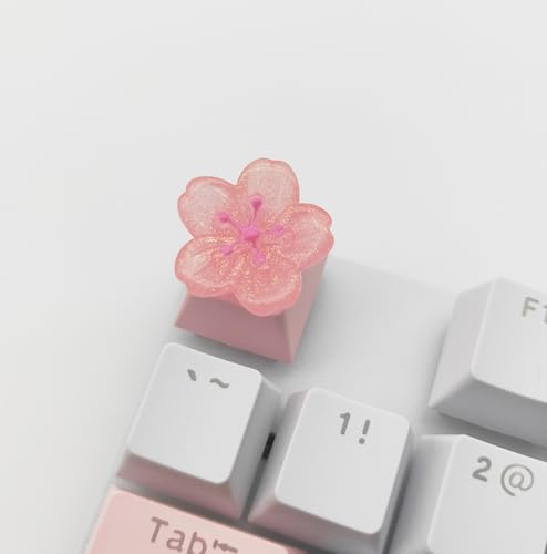 Elacgap Personalized Cute Pink Keycap Handmade OEM Profile DIY Custom Keycap for Mechanical Keyboard MX Switch (Cherry Blossom)