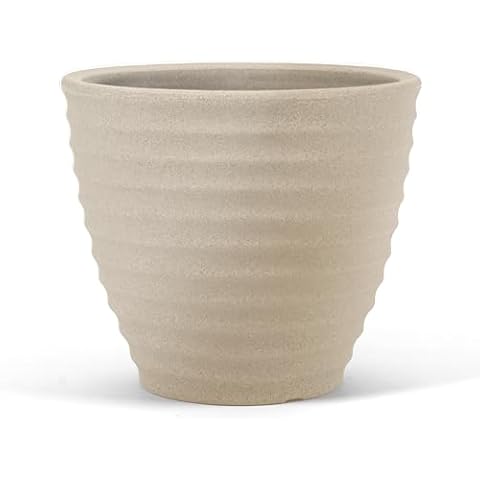 ARBORA 20" Ibiza Polyresin Indoor and Outdoor Planter with Classic Cream Finish - Durable, Weatherproof, Lightweight, Large Plant Pot for Patio, Garden, Deck, Entryway Cover