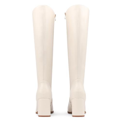 Image of JOY IN LOVE Knee High Boots Women Chunky Block Heel Square Toe Zipper Boots
