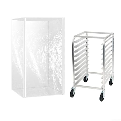 Transparent Sealcover Pan Rack Cover, Commercial-Grade Sheet Pan/Bun Pan Rack Cover, Waterproof and Dustproof Bread Rack Cover, 10/20-Tier(28 * 23 * 33in)