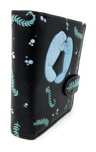 Shag Wear Manatee Playhouse Small Wallet for Women and Teen Girl Vegan Faux Leather Black 4.5"2