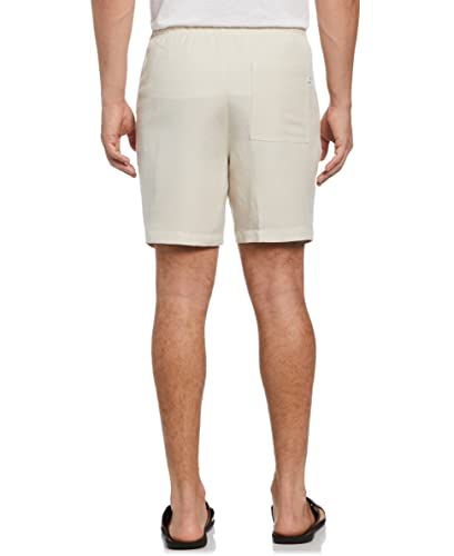 Cubavera Men's Linen-Blend Pull On Drawstring Short, Silver Lining, Small #TOP1