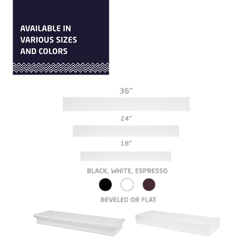 HIGH & MIGHTY 515651 Modern 18" Floating Shelf Holds up to 15lbs, Easy Tool-Free Dry Wall Installation, Flat, eCommerce Packaging, White by HIGH & MIGHTY - Image 5