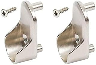 Oval Wardrobe Rail END Supports Rail Brackets 15mm Wide Nickel Plated Silver x2 with Screws