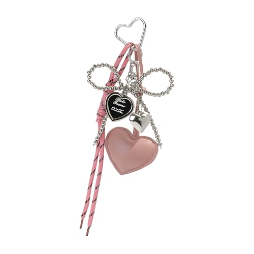 Elnwnnkc Accessoires de sac à main à thème sombre avec décors de cœur et de nœud complexes, porte-clés de mode pour femmes avec décors de nœud et de cœur à la mode, b, One Size