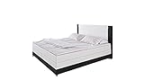 inkl. Topper (H=4 cm) \'Cecina\' Boxspringbett 180x200cm LED Bett Doppelbett Komplettbett Hotelbett Kunstleder - weiß/schwarz