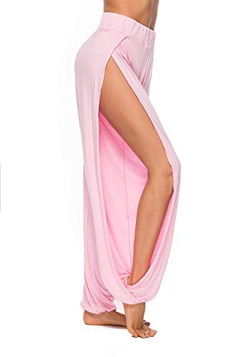 AvaCostume High Slit Harem Pants Women Hippie Harem Pants Trousers Pink S