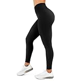High Waisted Leggings for Women - No Front Seam Tummy Control Yoga Pants for Workout Running No See Through Black