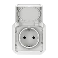 LEGRAND, Plexo New Einsatz, Feuchtraum-Steckdose, Schuko-Standard, inkl. Klappdeckel, Berührungsschutz, Steckklemmen, 16A, 250 Volt, IP44 - IK08 (IP55 bei geschlossenem Deckel), UltraWeiß, 069640L – Ansicht 2