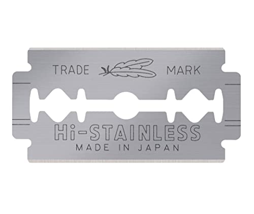 Feather Double Edge Safety Razor Blades - (50 Count) - Platinum Coated Hi-Stainless Steel Razor Blades - Fits Most Safety Razors - Super Sharp For Close Shaves - Made In Japan #TOP6