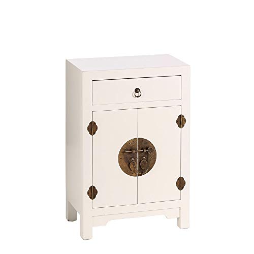 KITKAY Mesita Oriental 2 Puertas 1 Cajón Blanco 45x26x69 cm.