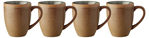 BITZ Becher mit Henkel, Kaffeebecher aus Steinzeug, 30 cl, 4er-Set, Wood/Forest