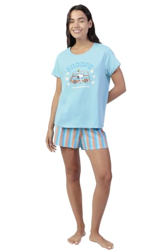 Pyjama court femme Snoopy Peanuts ensemble nuit manches courtes et short de nuit imprimé