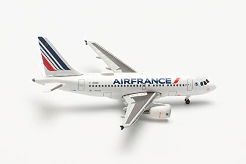herpa Avion modèle Airbus A318 Air France 2021 Livery Échelle 1:500 - Modélisme avion pour collectionneur, décoration miniature, aviateur sans pied en métal, couleur : multicolore