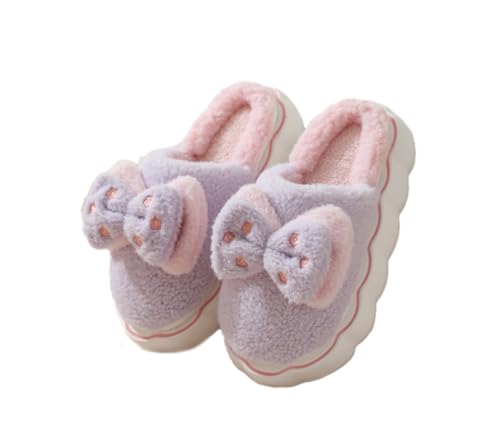 ELONEL Cute Rabbit Plush Cotton Slippers Men's and Women's Slippers Flower Soft Slippers Indoor and Outdoor Slippers